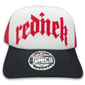 Rednek Gothic Trucker Hat: Red/White/Black