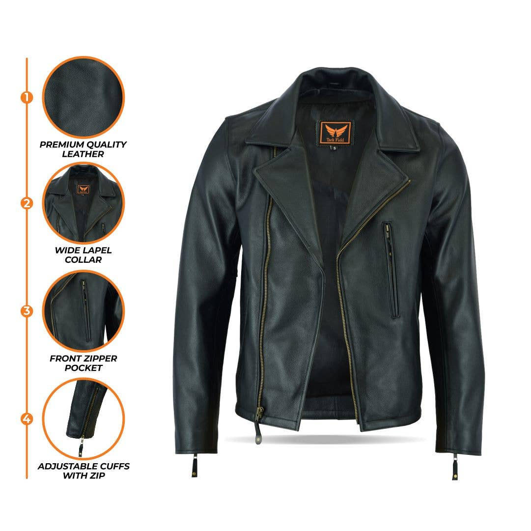 Adventure Mens Motorcycle Biker Style Jacket - Cowhide Milled Leather Jacket