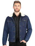 El General Men’s Dark Blue Denim Sherpa-Lined Jacket 45640: CABALLERO