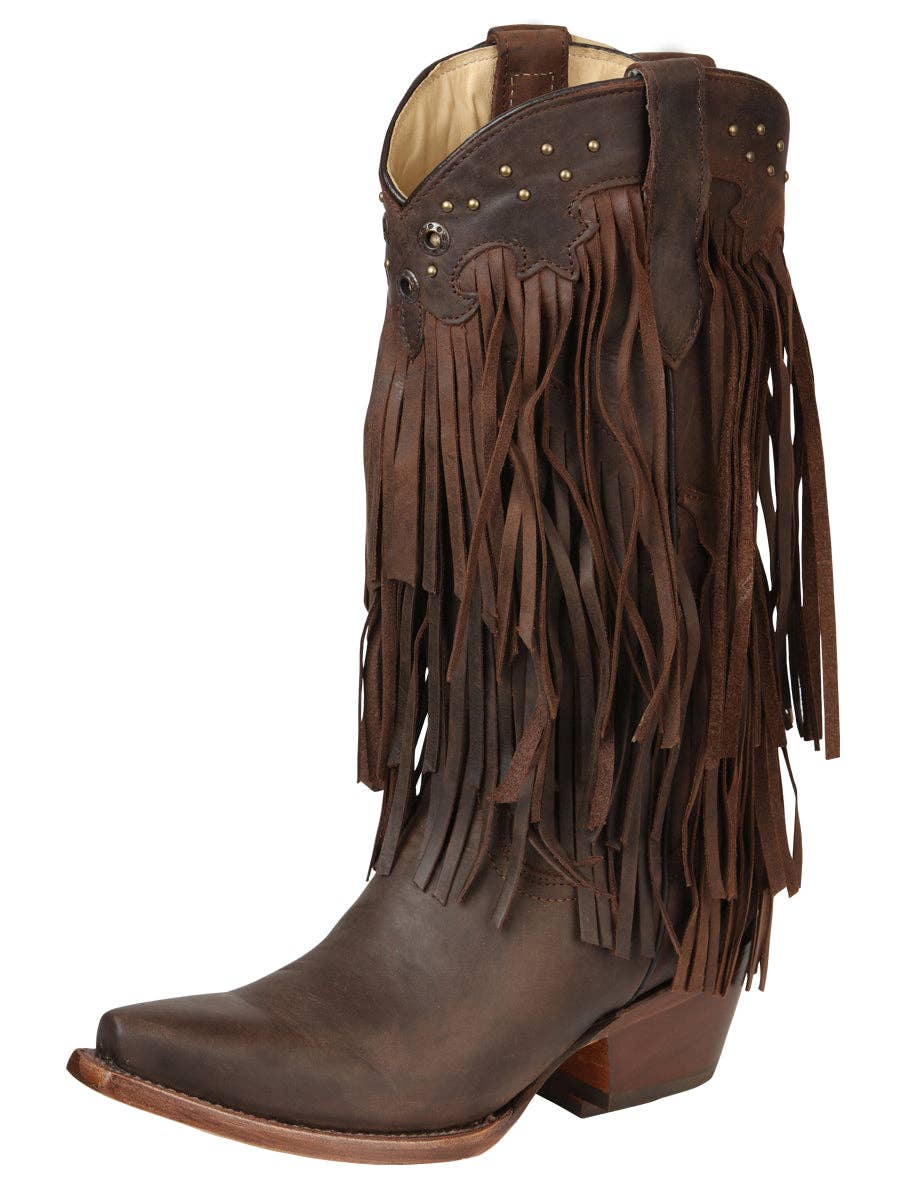 El General Women’s Fringe Western Boots - Choco 45795: DAMA / 7.5 US-5/5.5 UK