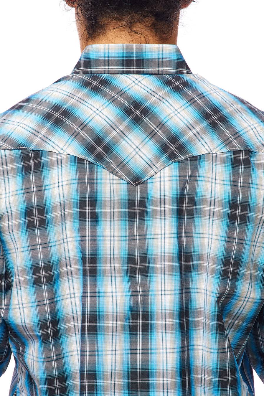 RODEO CLOTHING MEN'S PLAID WESTERN LONG SLEEVE SNAP SHIRTS
