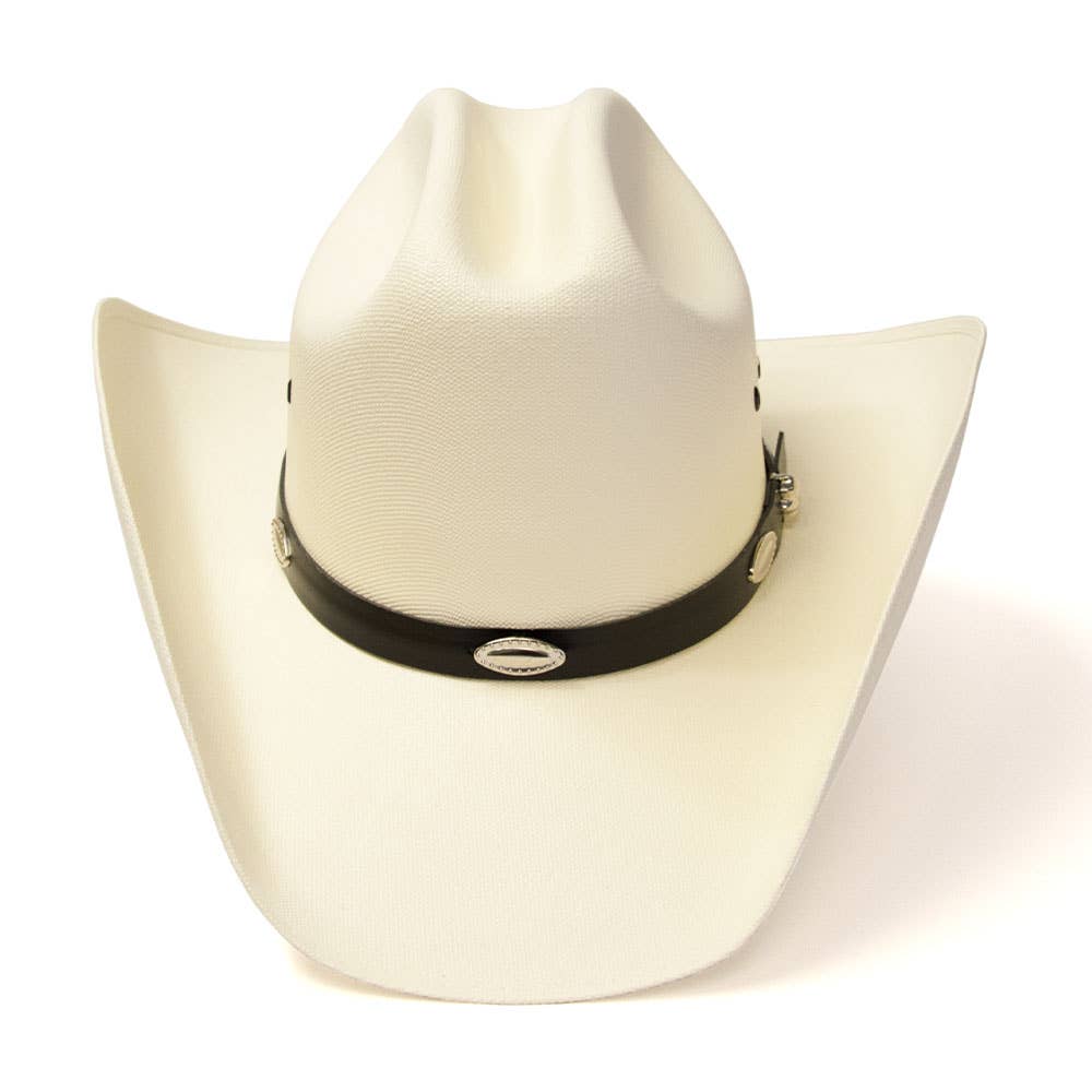 Western Cattleman Straw Hat with Silver Concho Band 7-1/8. A57