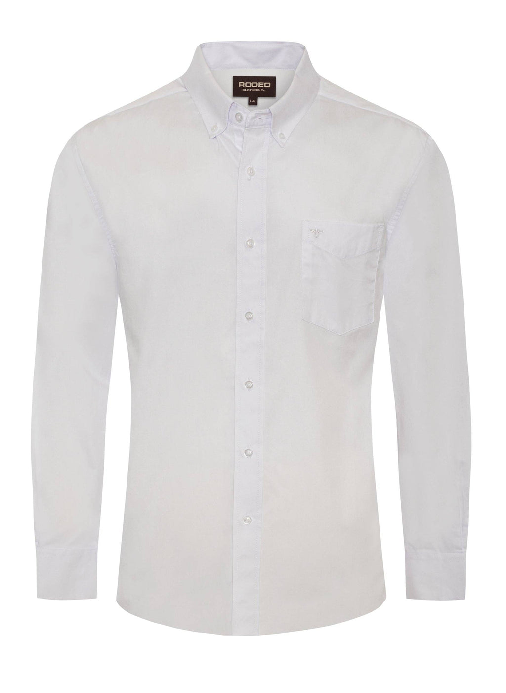 Men’s Solid Western 100% Cotton Twill Button Down Shirt-AC110L-WHITE