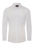 Men’s Solid Western 100% Cotton Twill Button Down Shirt-AC110L-WHITE