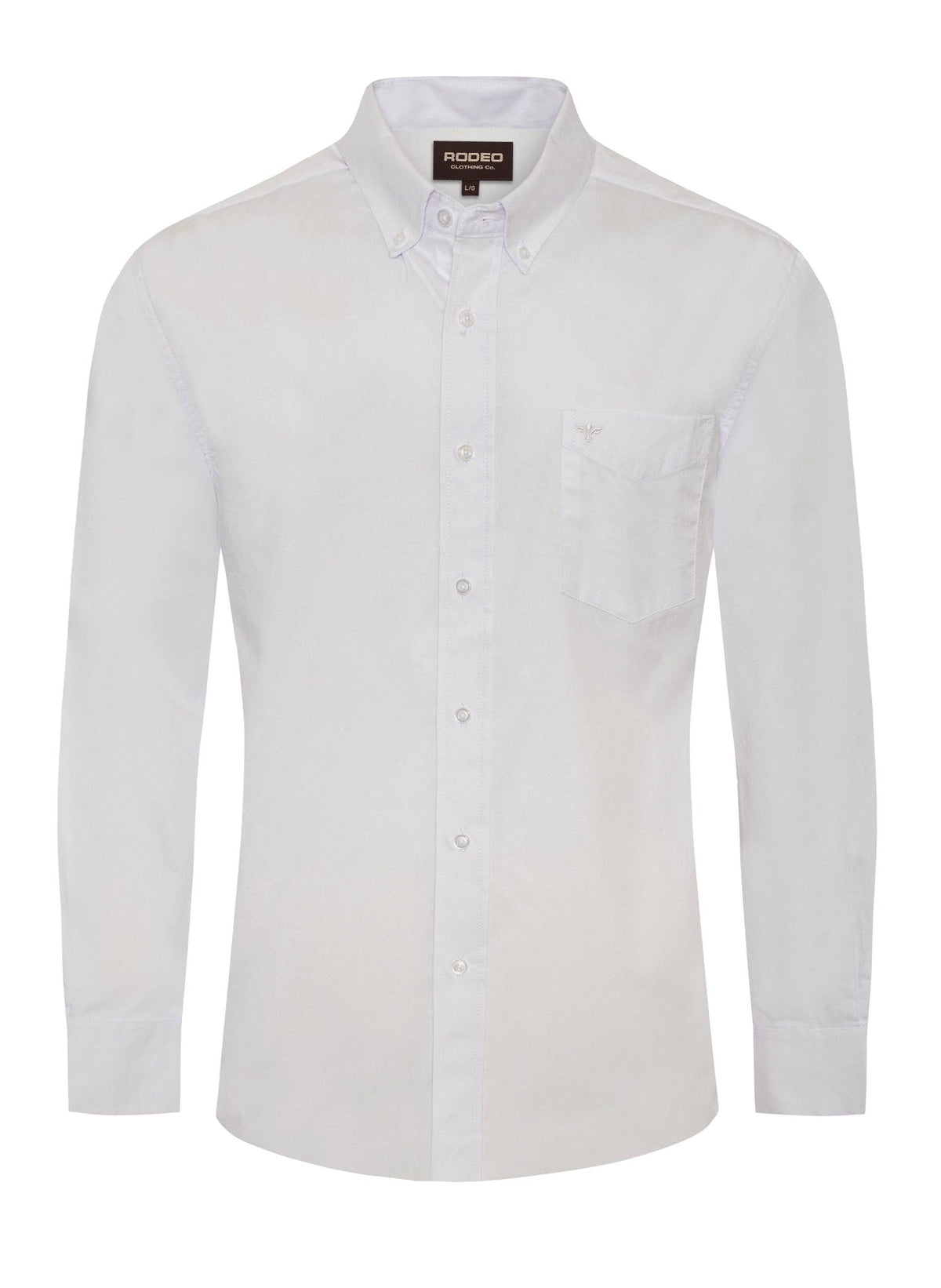 Men’s Solid Western 100% Cotton Twill Button Down Shirt-AC110L-WHITE