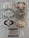 Western Longhorn Steer Metal Belt Buckle:  Number 18