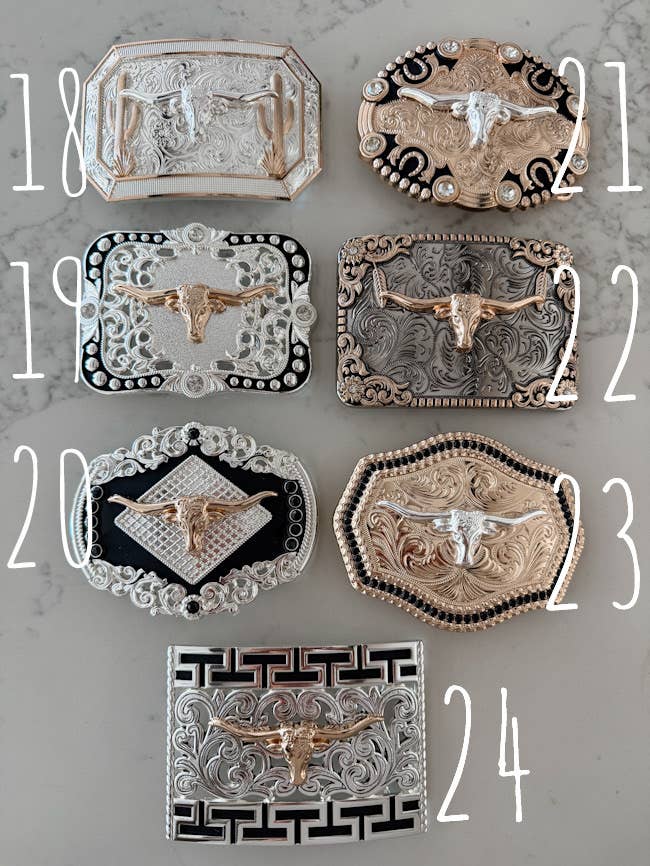 Western Longhorn Steer Metal Belt Buckle:  Number 18