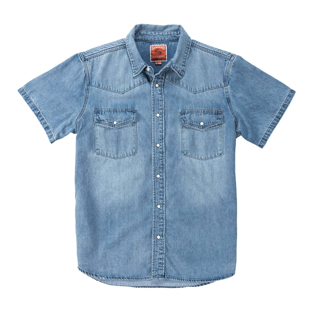 The Wyatt Pearl Snap Short Sleeve: Vintage Denim