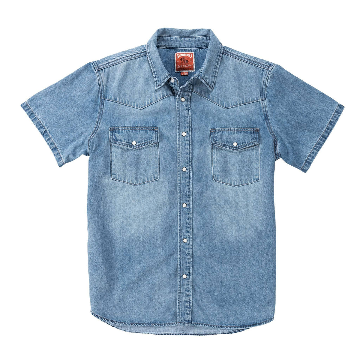 The Wyatt Pearl Snap Short Sleeve: Vintage Denim