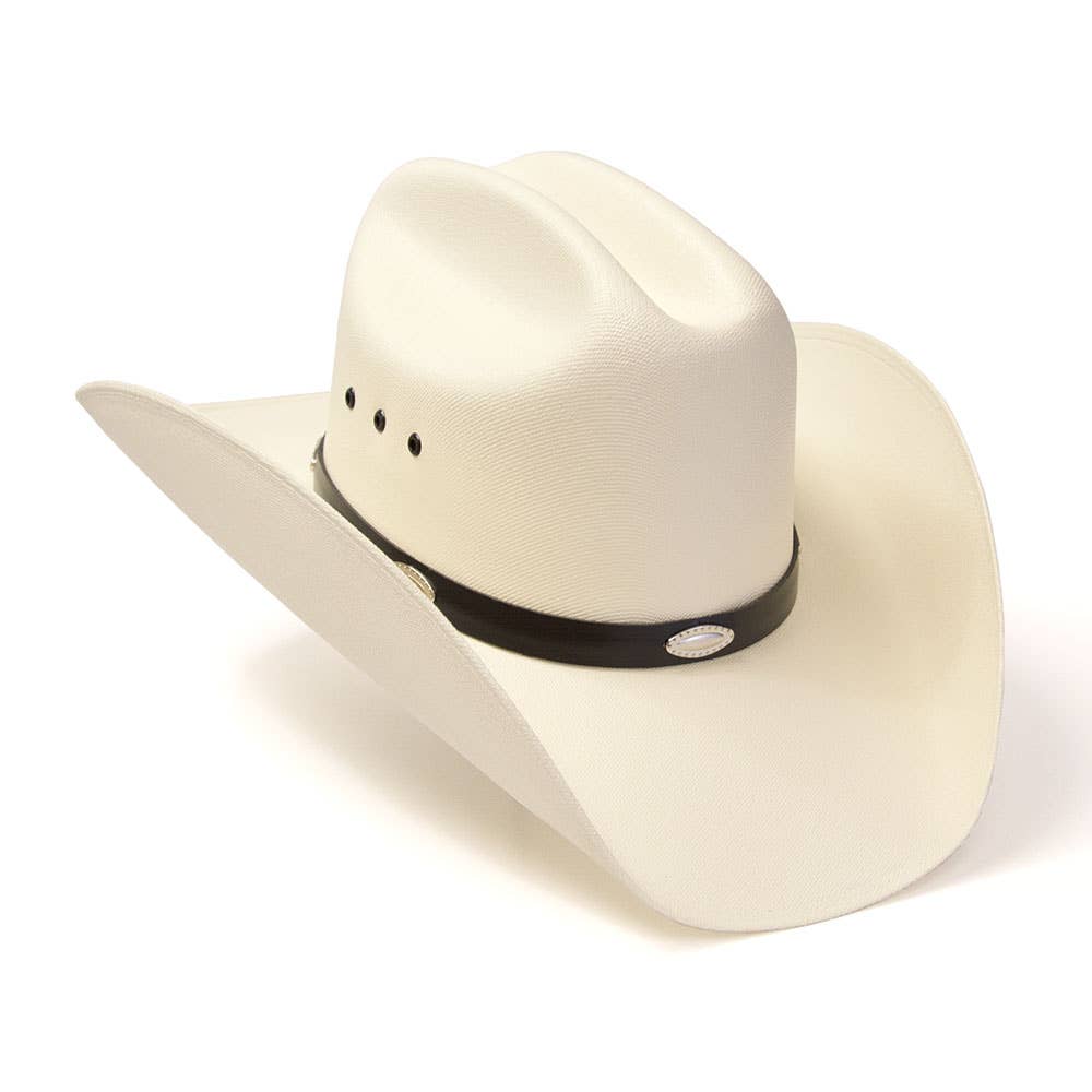 Western Cattleman Straw Hat with Silver Concho Band 7-1/8. A57