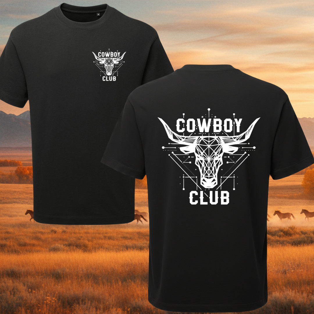 Cowboy Club Geometric Longhorn Tee - The Core Collection: Black