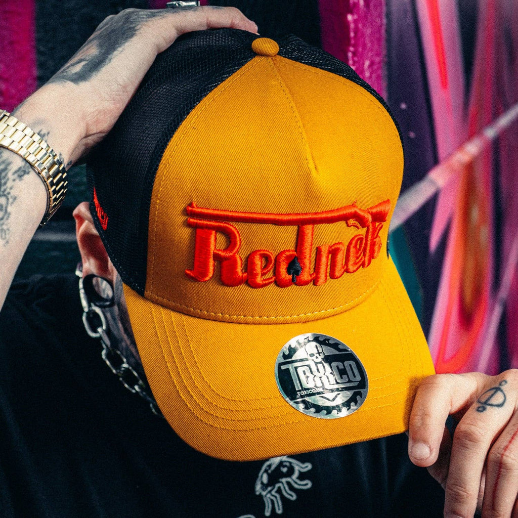 Rednek Rifle Trucker Hat: Mustard/Black