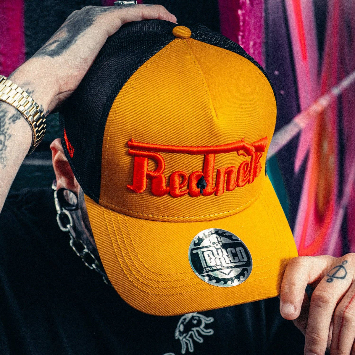 Rednek Rifle Trucker Hat: Mustard/Black