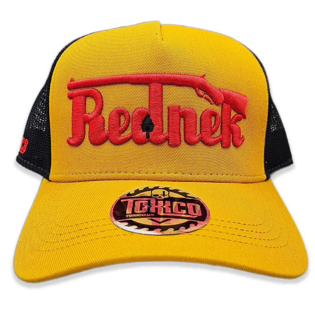 Rednek Rifle Trucker Hat: Mustard/Black