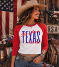 American Spirit 3/4 Varsity Mid Length Tee : Red Sleeve