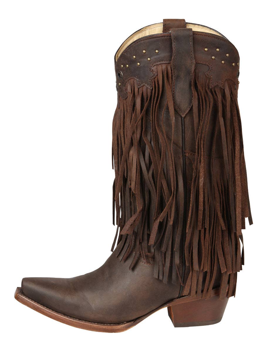 El General Women’s Fringe Western Boots - Choco 45795: DAMA / 7.5 US-5/5.5 UK