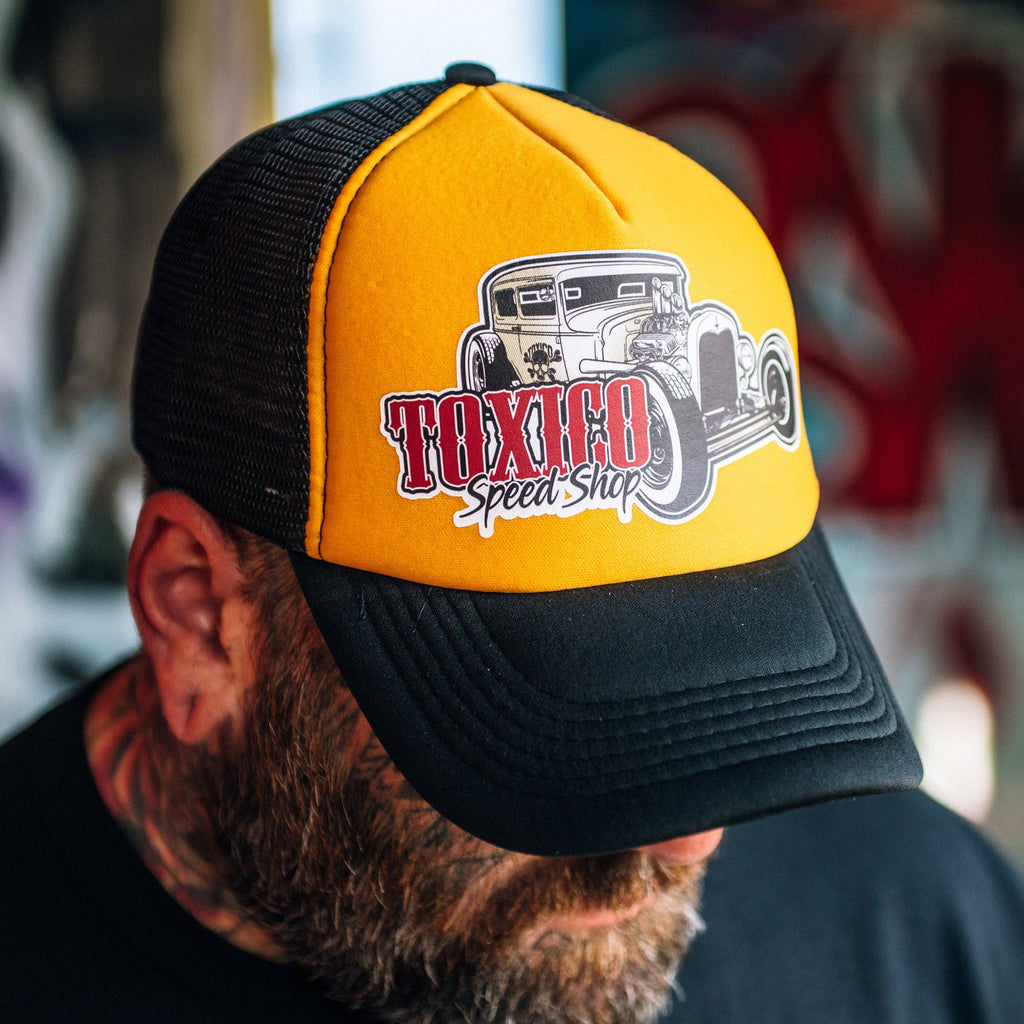 Speed Shop Trucker Hat: Gold/Black