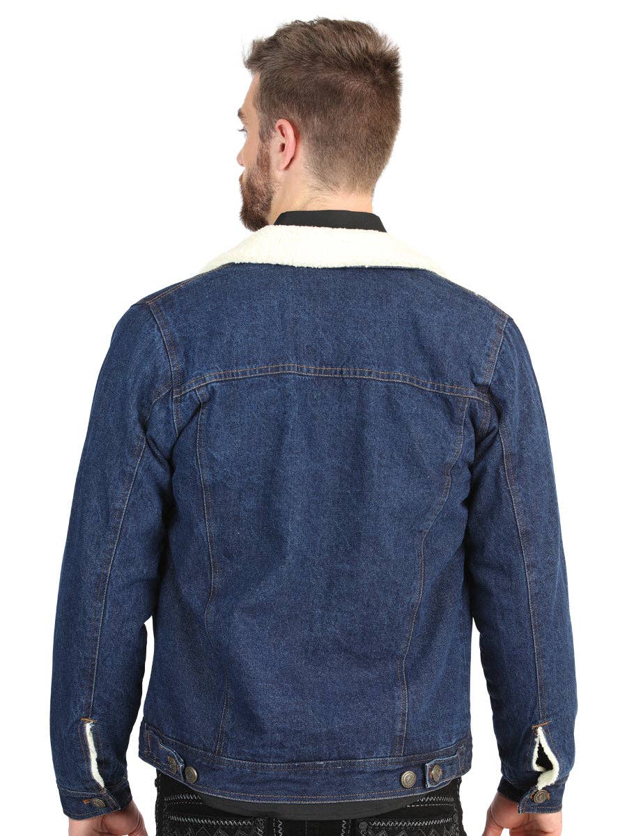 El General Men’s Dark Blue Denim Sherpa-Lined Jacket 45640: CABALLERO