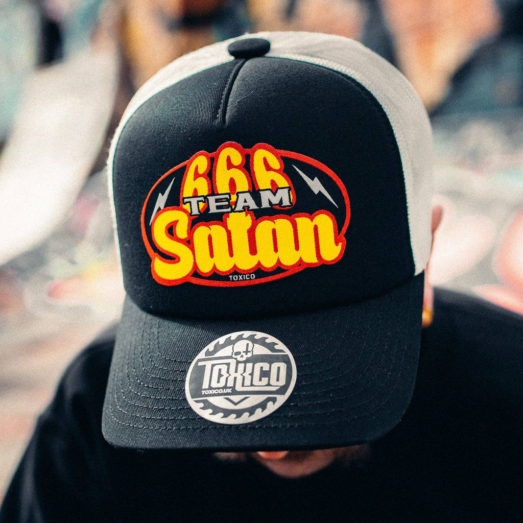666 Team Satan Trucker Hat: Black/White