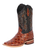 El General Men's Leather Cowboy Boot - Made in Mexico - Embossed Pirarucu Monster Fish - Cognac 41793: CABALLERO / 8-8.5 UK