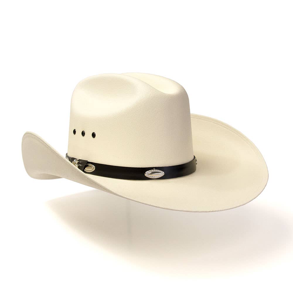 Western Cattleman Straw Hat with Silver Concho Band 7-1/8. A57