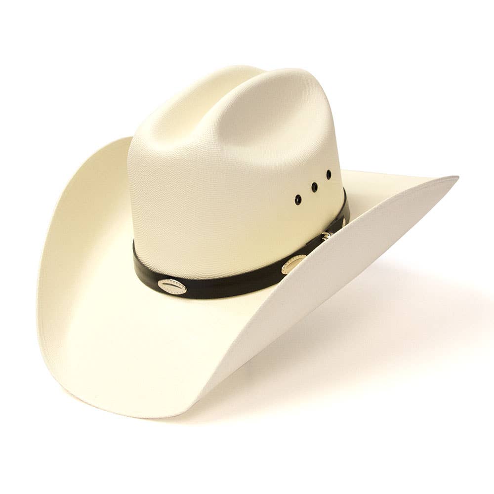 Western Cattleman Straw Hat with Silver Concho Band 7-1/8. A57