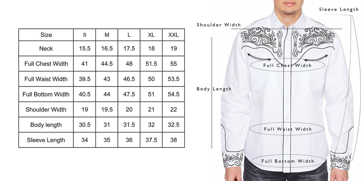 Men's Western Cowboy Embroidery Shirt -PS500L-EC-569